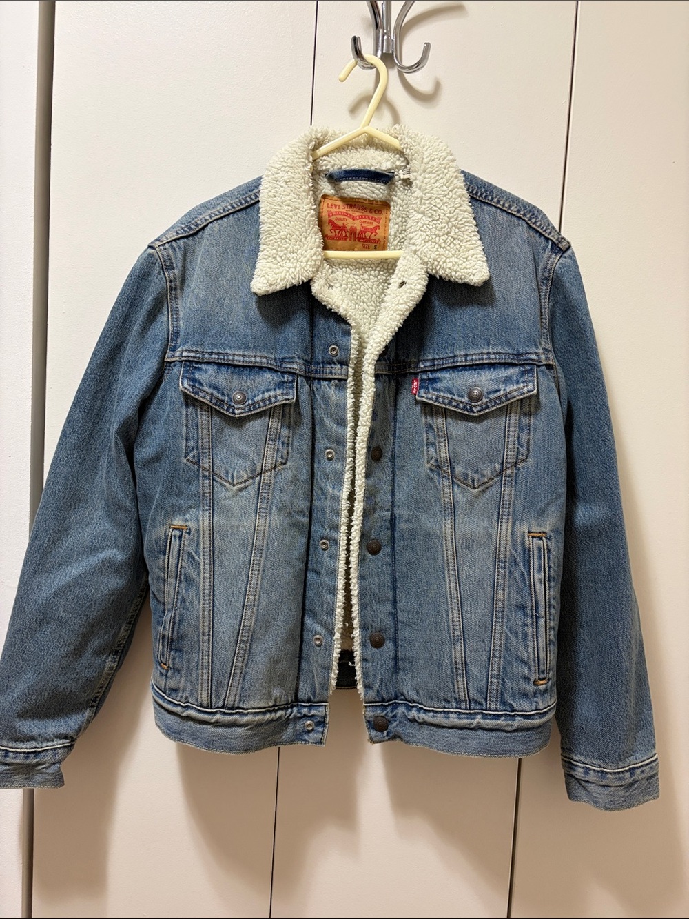 Levi's Light Blue Denim Sherpa Jacket with Cream Lining